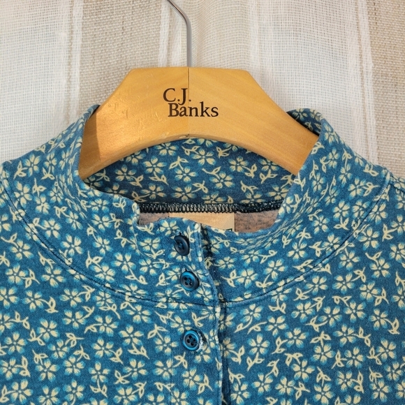 Vintage L.L. Bean Floral Midi Dress Long‎ Sleeves Blue Green Size Extra Large XL - Picture 3 of 13